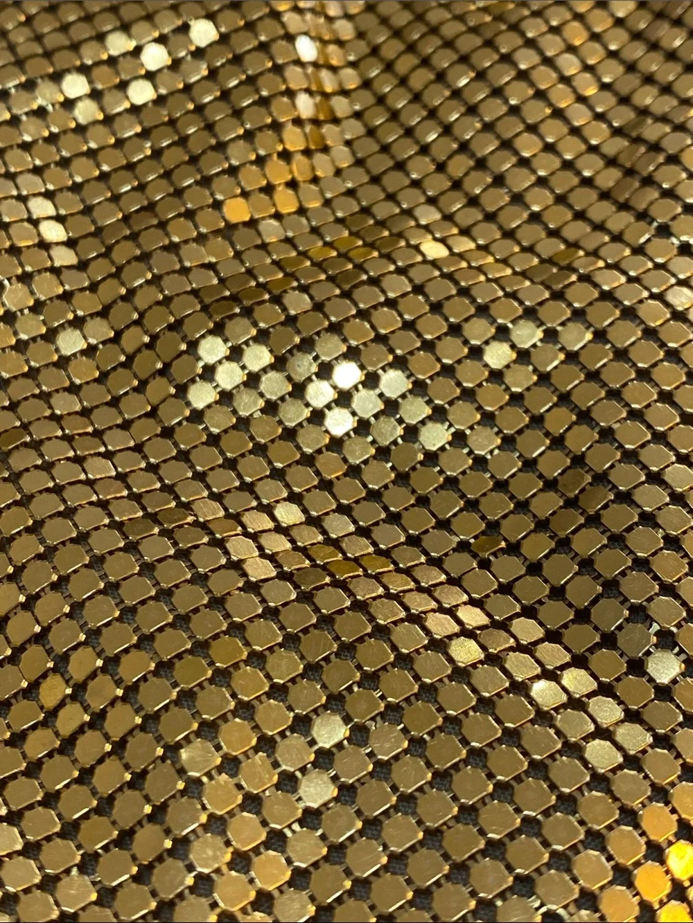 Joan rivers mesh gold tone metal kiss lock bag